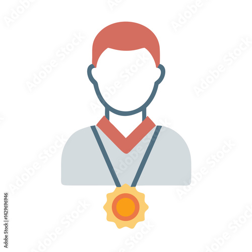 Person with Medal and Recognition Badge Icon Design