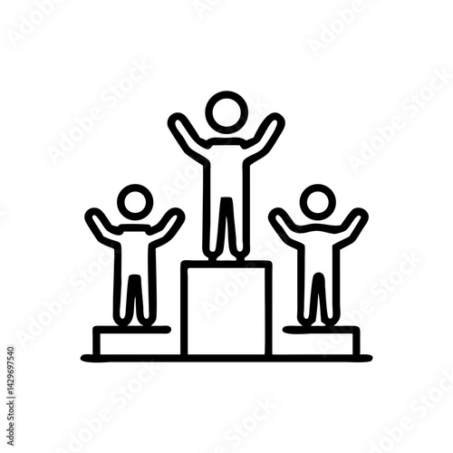 Podium Winners Standing and Receiving Awards Icon Design