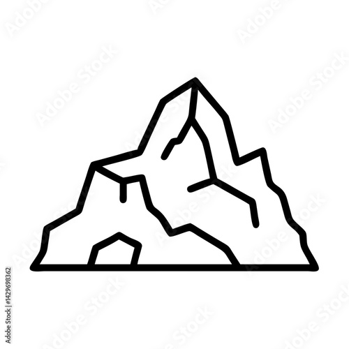 Rocky Mountain Shape with Jagged Peaks Icon Design