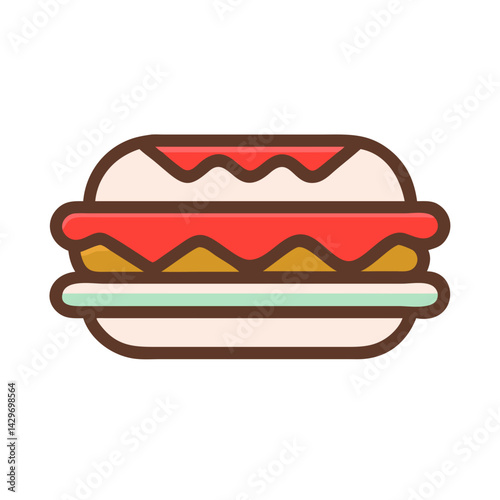 Sandwich with Sausage Filling Icon Design