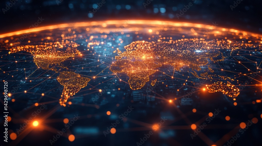 Fototapeta premium Global connectivity network highlighting worldwide digital data infrastructure