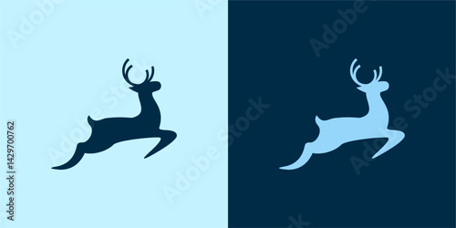Deer logo line icons. Wild reindeer outdoor brand label. Elk antlers sign. Wildlife stag symbol. Vector illustration.	