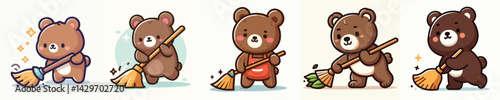Vector of a bear sweeping.