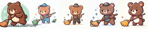 Vector of a bear sweeping.