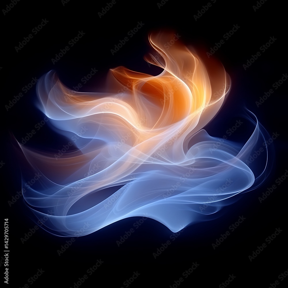 Fototapeta premium Abstract, swirling, luminous, energy, fire, smoke, ethereal, dynamic forms, vibrant colors, ethereal flames, explosive, swirling patterns