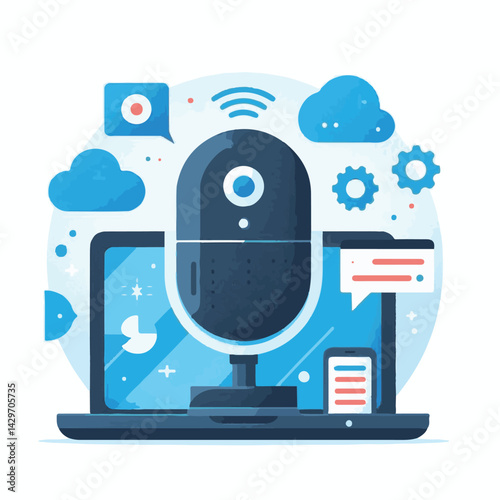 speaker, technology, voice, assistant, communication, smart, ai, music, control, device, service, internet, mobile, digital, sound, audio, assistance, connection, illustration, electronic, machine, ph