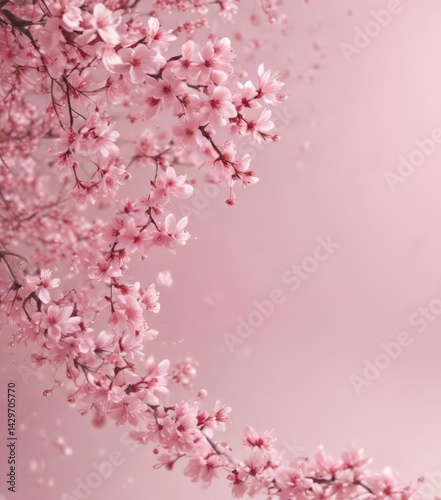 Abstract pink sakura petals swirl in dreamy, pastel background  ,  vibrant,  feminine,  abstract