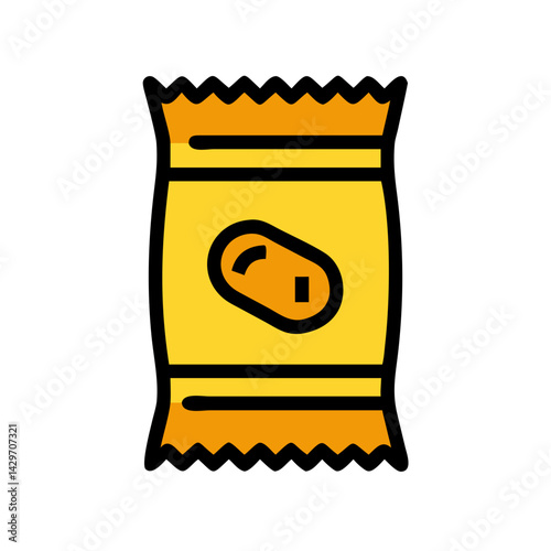 Sealed Snack Packet with Crinkled Edges Icon Design