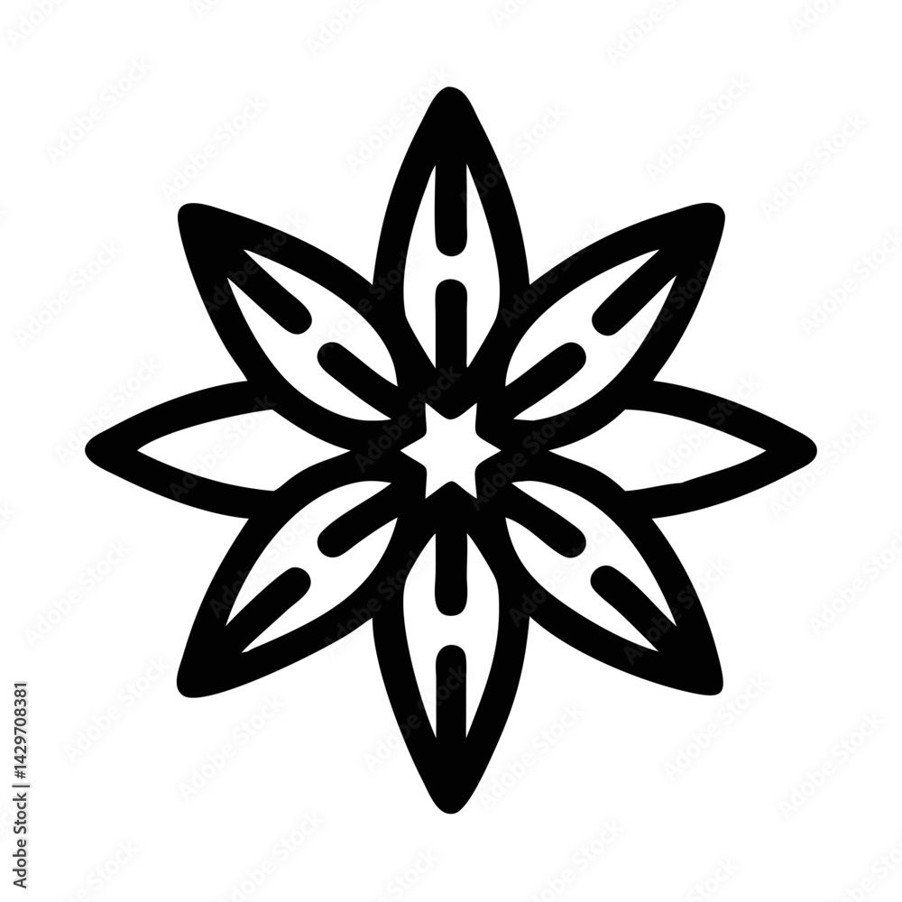 Star Anise with Distinct Floral Shape Icon Design Star Anise with Distinct Floral Shape Icon Design