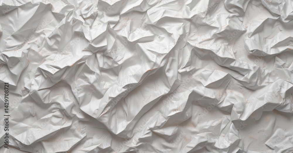 Obraz premium Crisp white crumpled poster, textured background with deep creases and folds , distressed, grunge