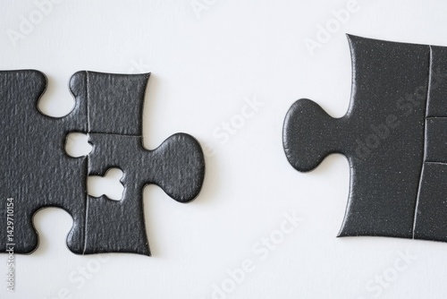 Two black jigsaw puzzle pieces not fitting together