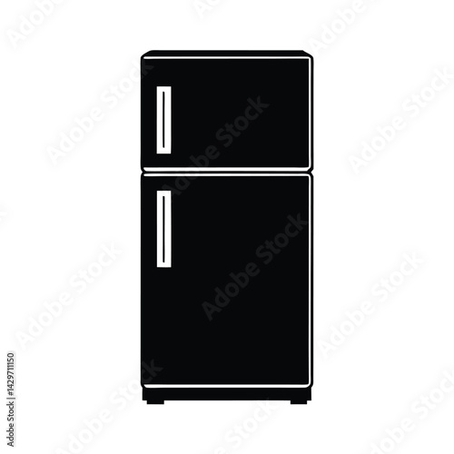 Silhouette of a refrigerator vector Art & Illustration