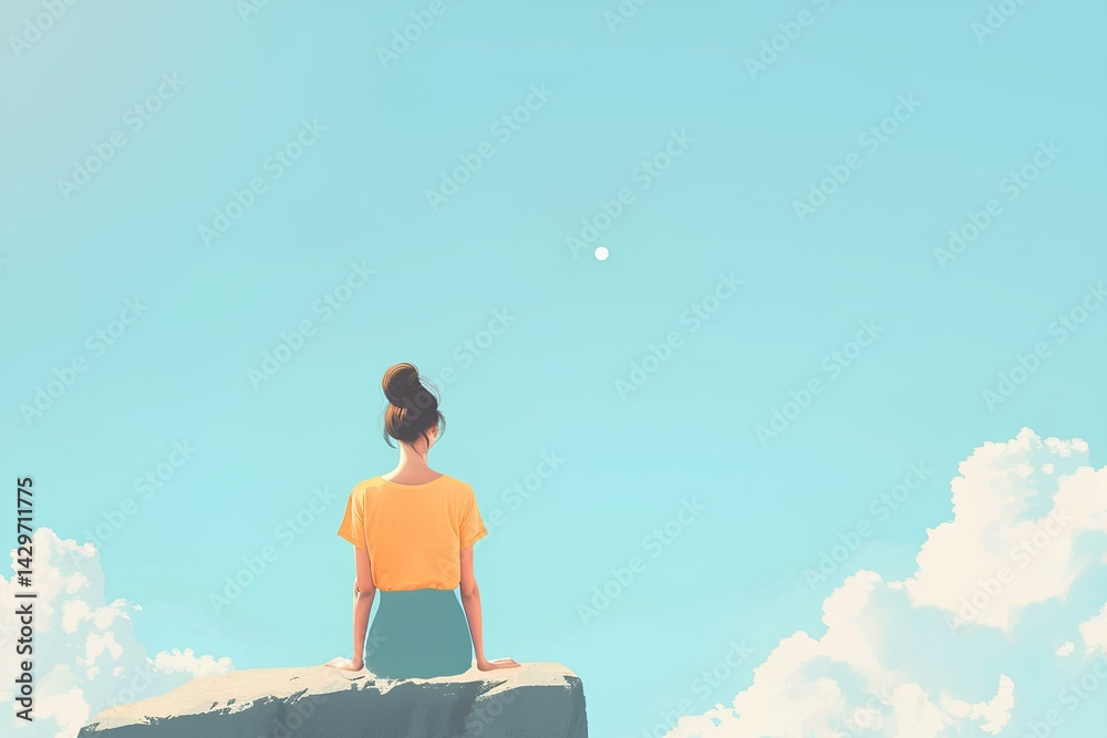 Fototapeta premium young woman looking at the sky