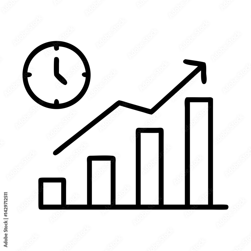 Time Based Growth Chart with Rising Bars Icon Design