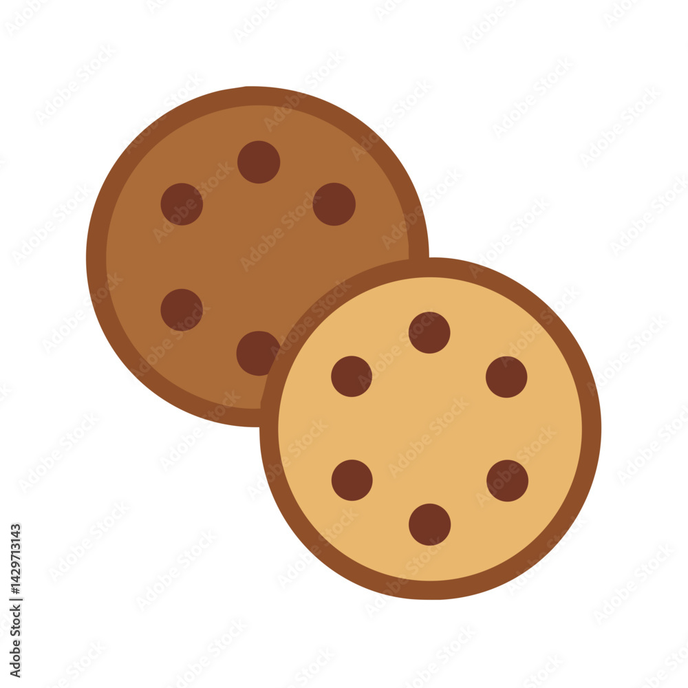 Two Round Cookies with Crumb Detail Icon Design Two Round Cookies with Crumb Detail Icon Design