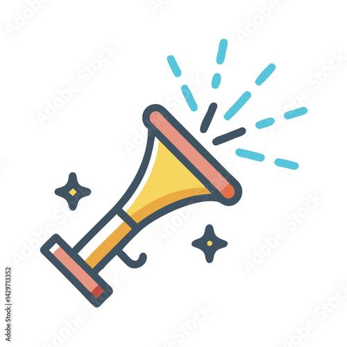 Victory Trumpet Sounding for Celebration Event Icon Design