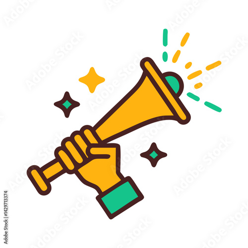 Victory Trumpet Sounding for Celebration Event Icon Design