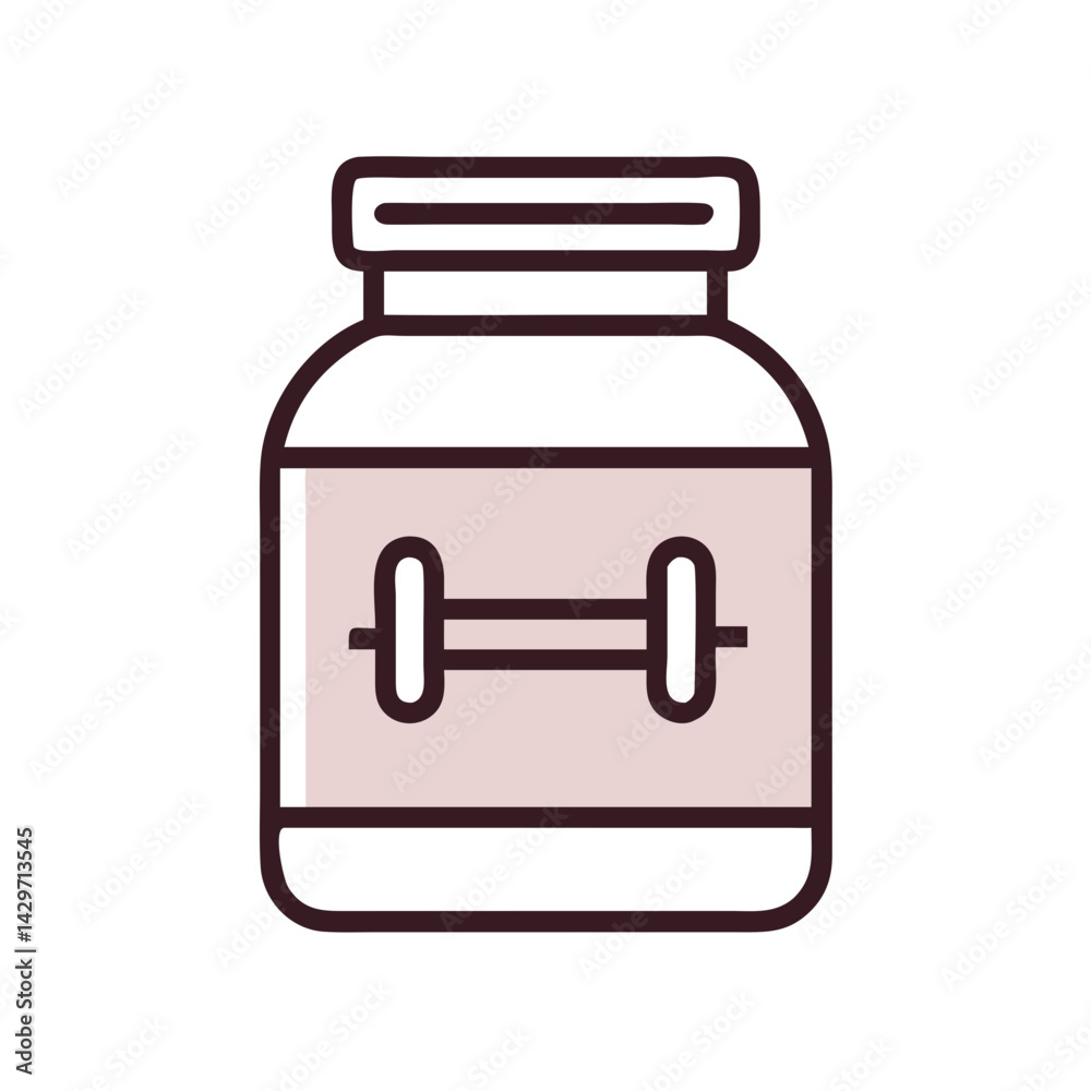 Obraz premium Whey Protein Jar with Supplement Label Icon Design
