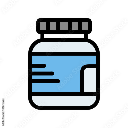 Whey Protein Jar with Supplement Label Icon Design