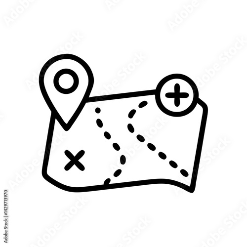 X Marked Trail on Treasure Map Icon Design