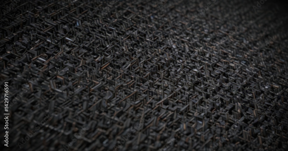Fototapeta premium Intricate black carbon fiber, high-contrast abstract, high contrast texture, carbon fiber, black abstract