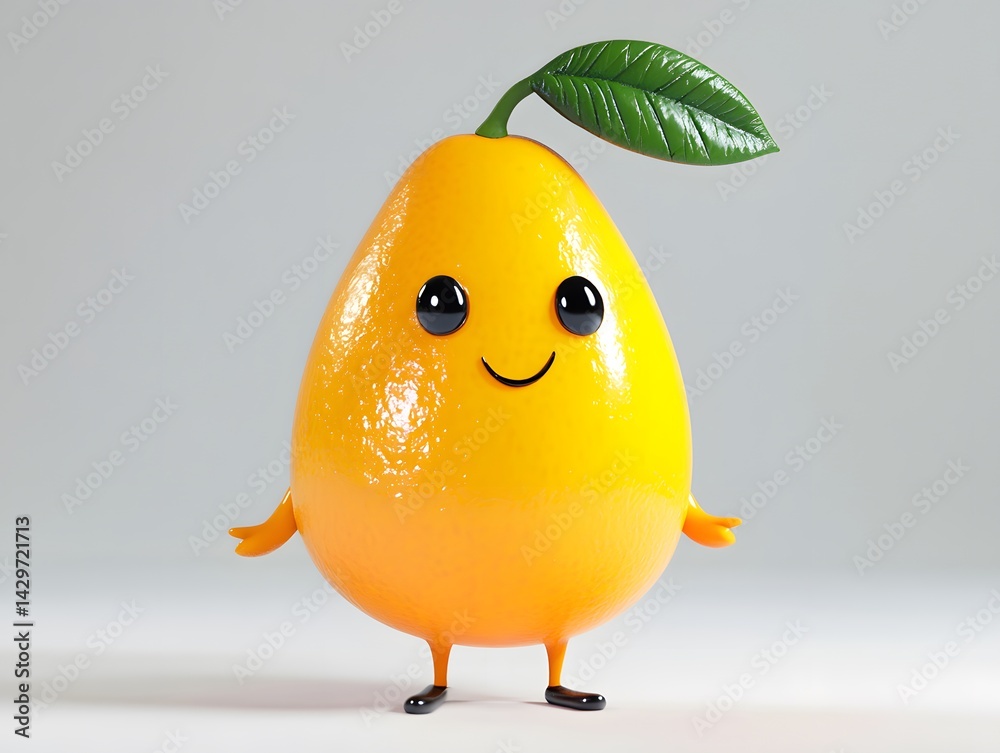 Cheerful Citrus Character: A 3D Rendered, Cute and Playful Illustration Cheerful Citrus Character: A 3D Rendered, Cute and Playful Illustration