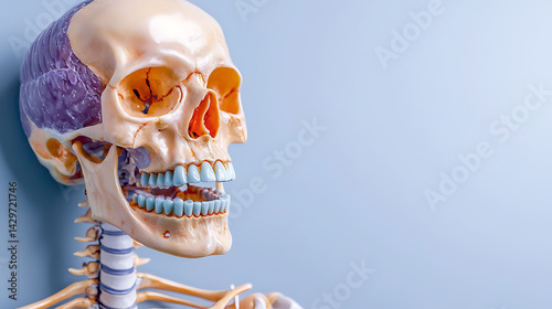 Educational anatomy display healthcare facility skeleton model clinical environment close-up view medical concept photo
