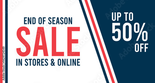 Sale Banner Template Design Vector Illustration, End Of Season Sale 50 Percent Off Sale Banner. 