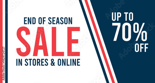 Sale Banner Template Design Vector Illustration, End Of Season Sale 70 Percent Off Sale Banner. 