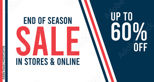 Sale Banner Template Design Vector Illustration, End Of Season Sale 60 Percent Off Sale Banner. 