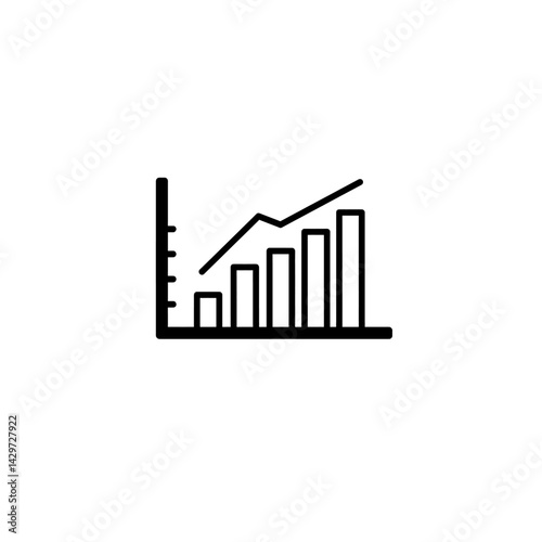 Bar Chart Icon Vector in Minimal Outline Style for Analytics, Business Reports and Data Visualization Interfaces