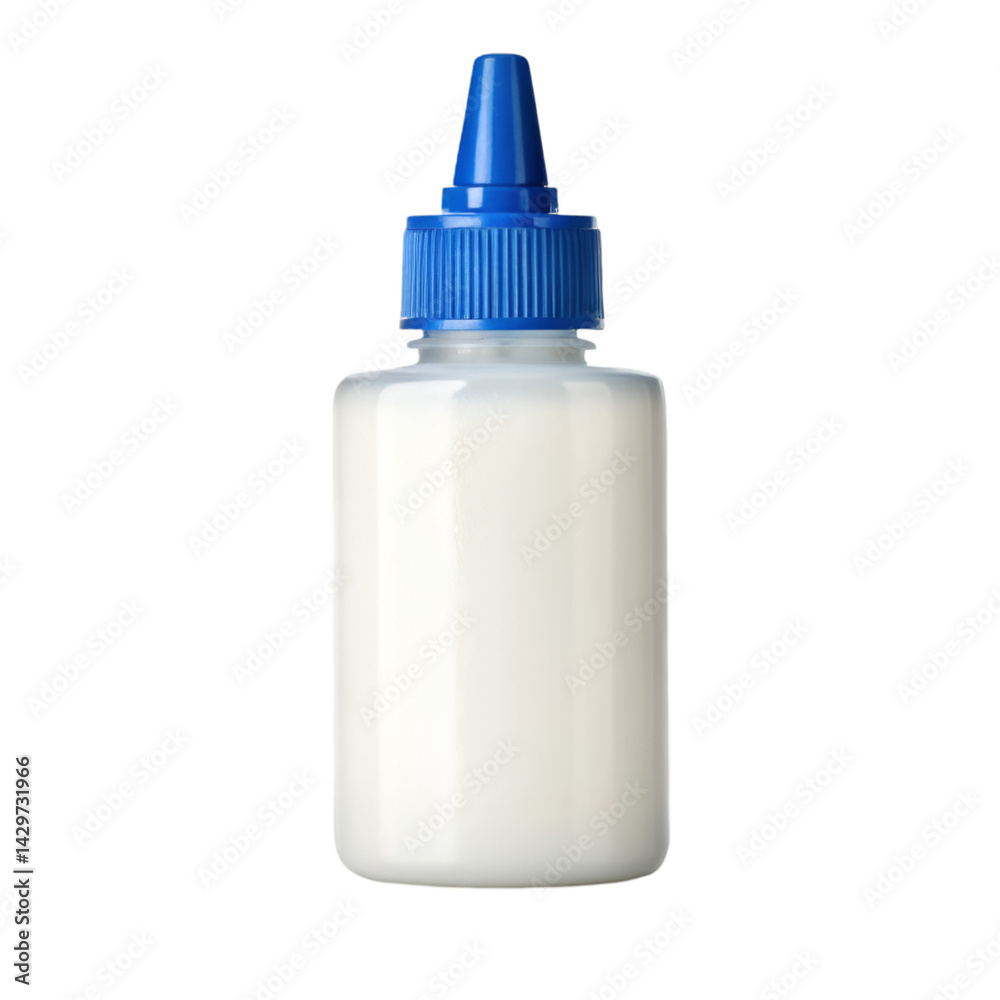 White Glue Bottle with blue cap isolated on transparent background White Glue Bottle with blue cap isolated on transparent background