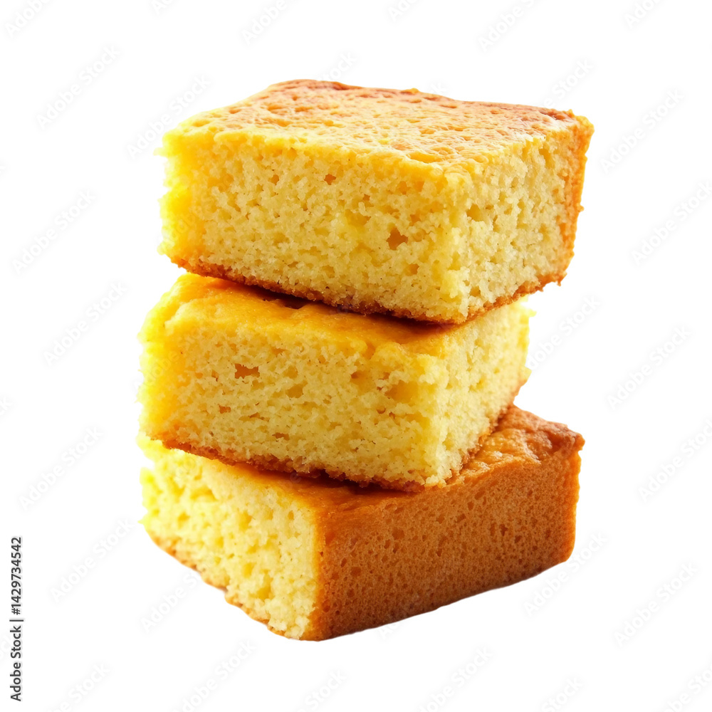 Cornbread Isolated on white and transparent background Cornbread Isolated on white and transparent background