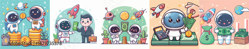 cute astronaut vector get money for investment