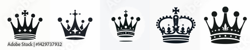 vector collection of king crown silhouettes
