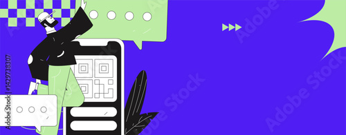 Social media comments flat people vector concept illustration

