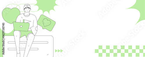 Social media comments flat people vector concept illustration
