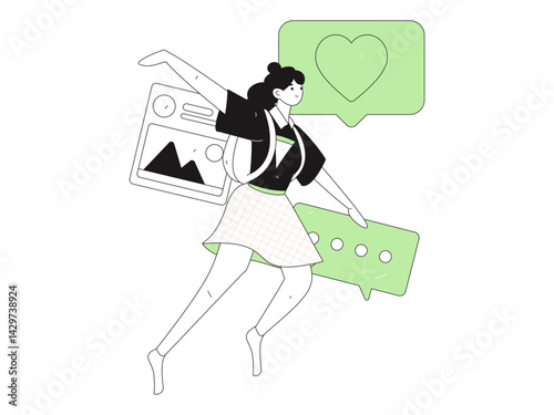 Social media comments flat people vector concept illustration
