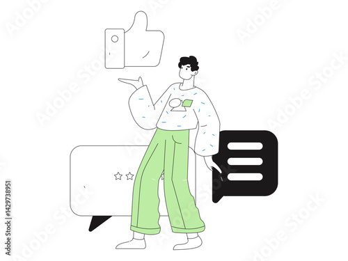 Social media comments flat people vector concept illustration
