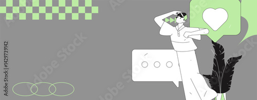 Social media comments flat people vector concept illustration
