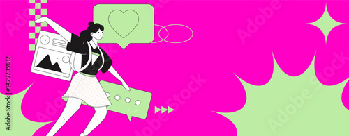 Social media comments flat people vector concept illustration
