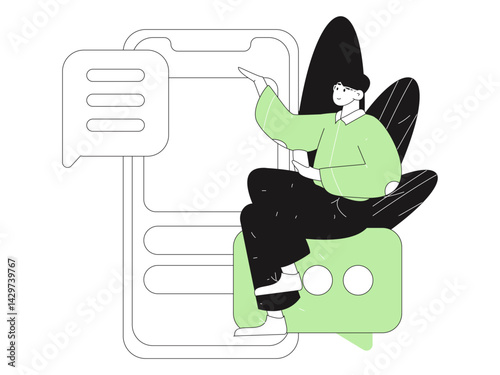 Social media comments flat people vector concept illustration
