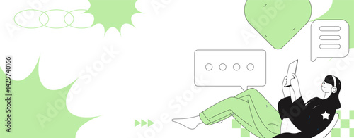 Social media comments flat people vector concept illustration
