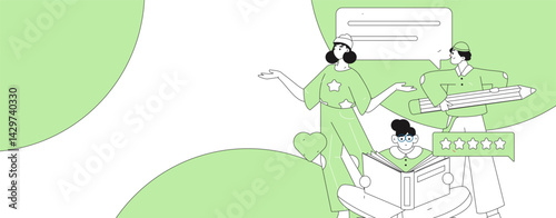 Social media comments flat people vector concept illustration

