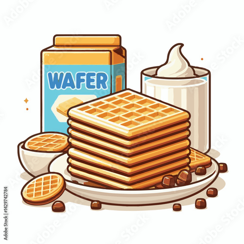 wafer, dessert, sweet, food, snack, crispy, tasty, waffle, biscuit, cream, cookie, crunchy, brown, closeup, delicious, chocolate, silicon, semiconductor, pastry, cocoa, circuit, wafers, chip, isolated