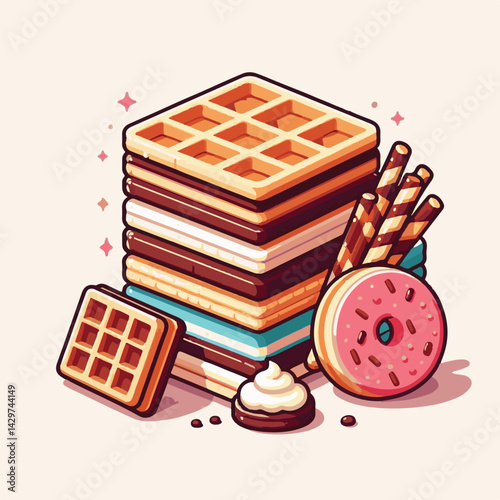 wafer, dessert, sweet, food, snack, crispy, tasty, waffle, biscuit, cream, cookie, crunchy, brown, closeup, delicious, chocolate, silicon, semiconductor, pastry, cocoa, circuit, wafers, chip, isolated