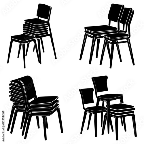 Stacking Chair silhouette vector