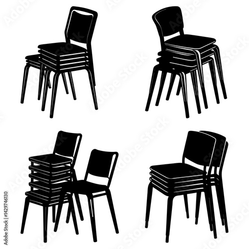 Stacking Chair silhouette vector