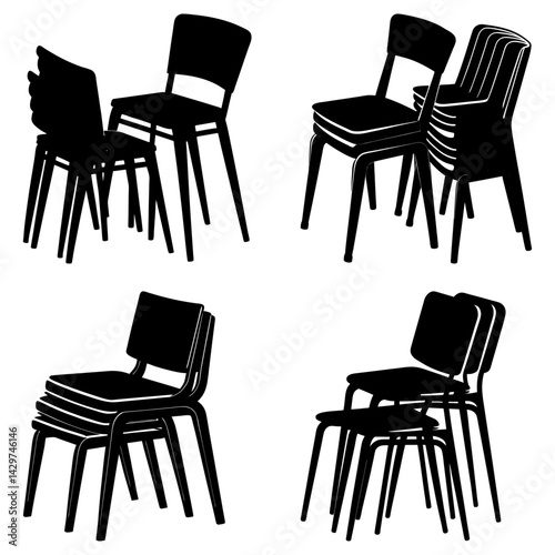 Stacking Chair silhouette vector