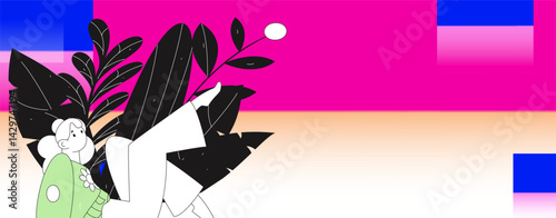 Practicing yoga, physical and mental health, flat vector character concept, operation hand drawn illustration
